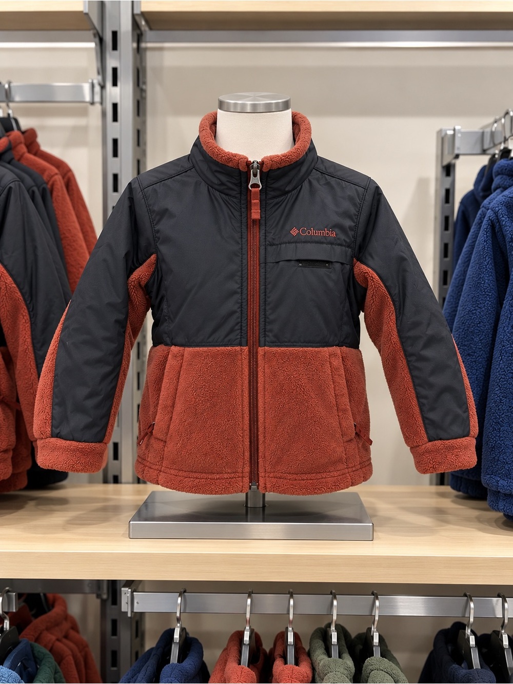 Columbia Rust and Black Kids Zip Fleece Jacket